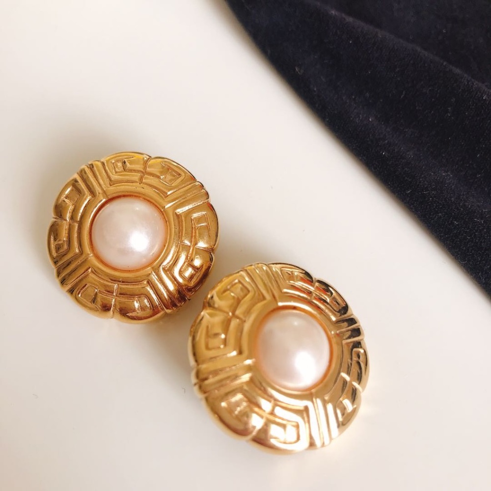Signed Givenchy Vintage Signature Pierced Studs